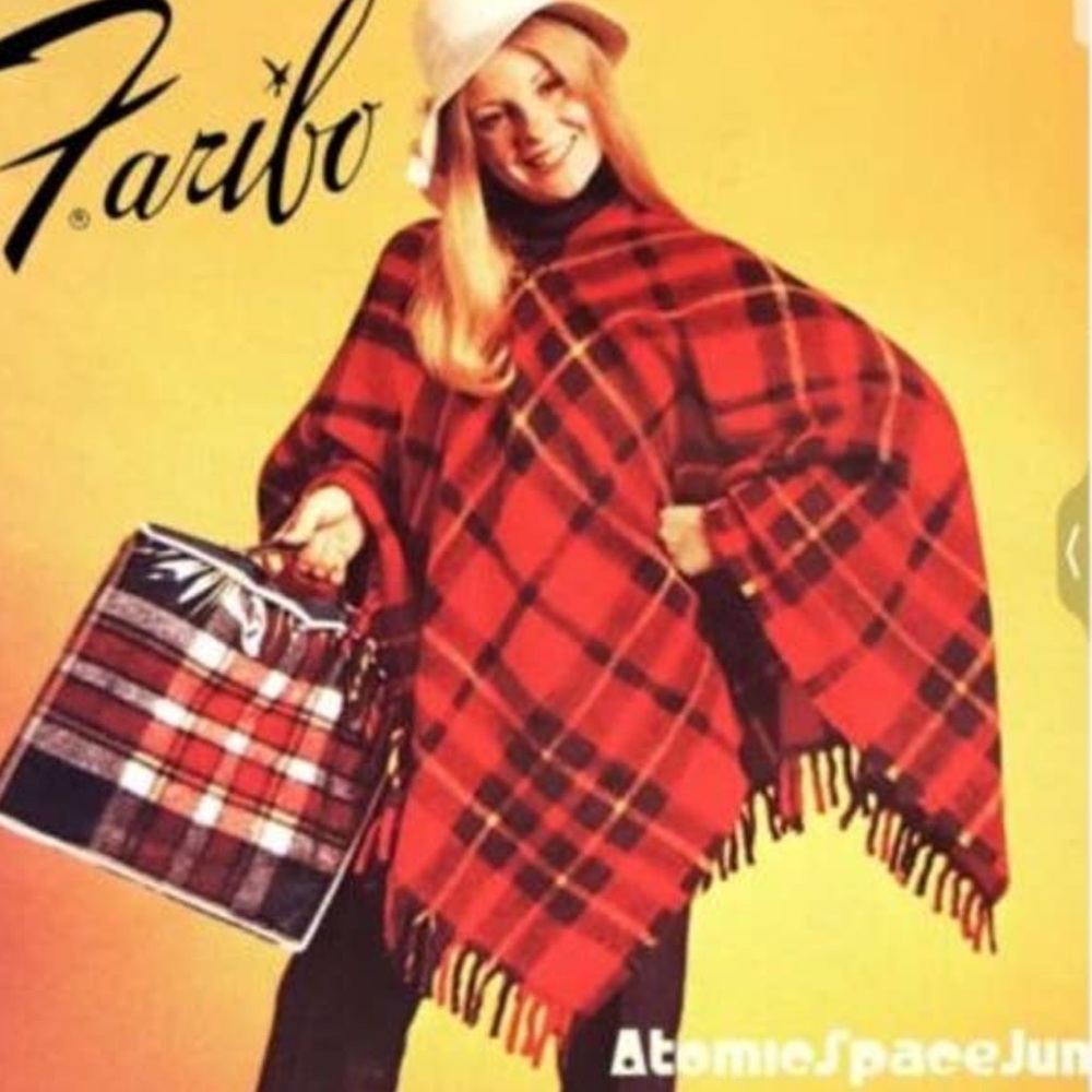 Vintage Faribo Poncho Plaid Blanket
